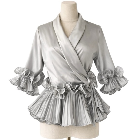 Silver Ruffle Wrap Top The Lumeta - Picture 3 of 5